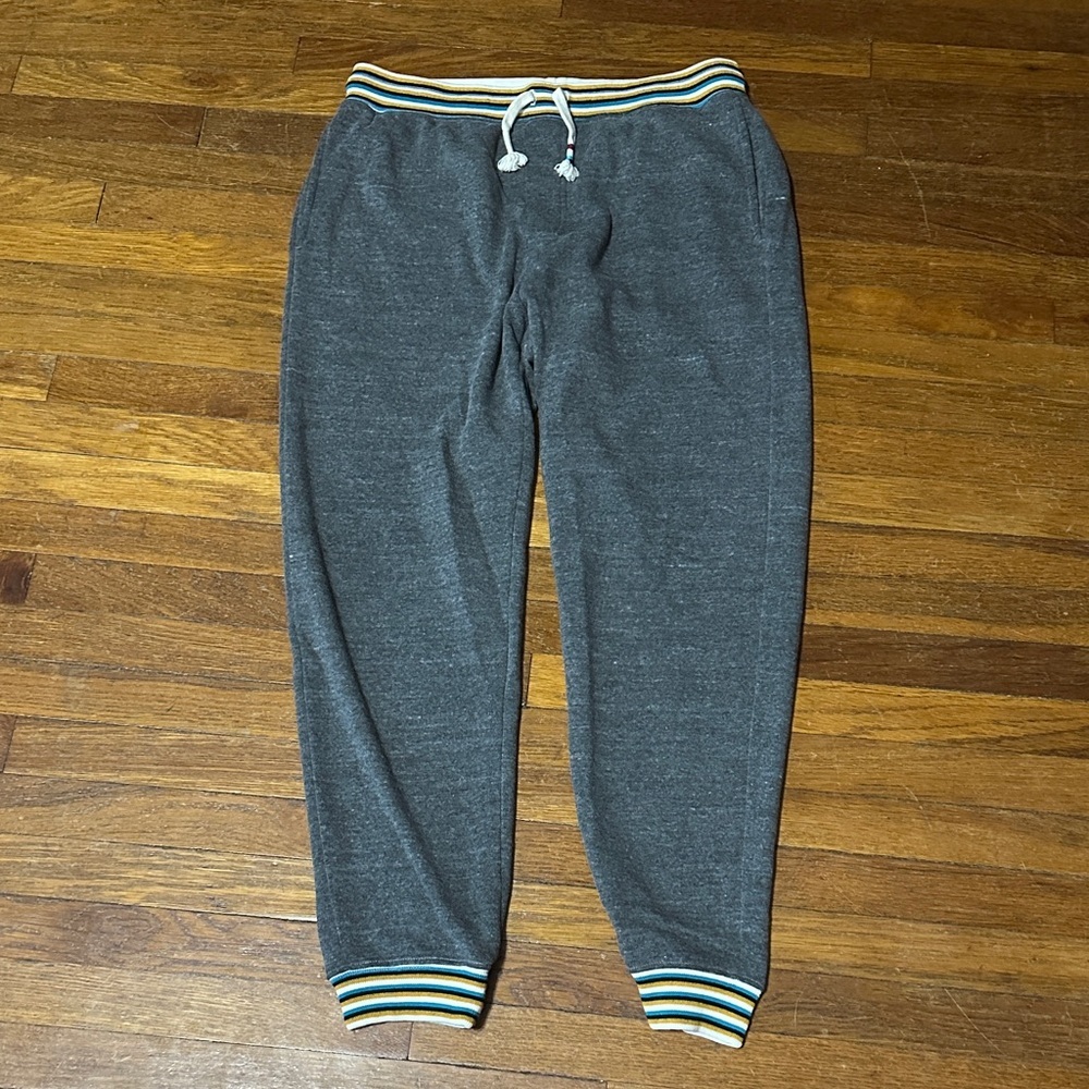 Sol Angeles Men’s Gray Joggers with Striped Waistband, Medium